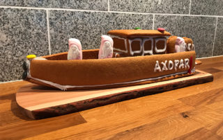 Båt gjord av pepparkaka